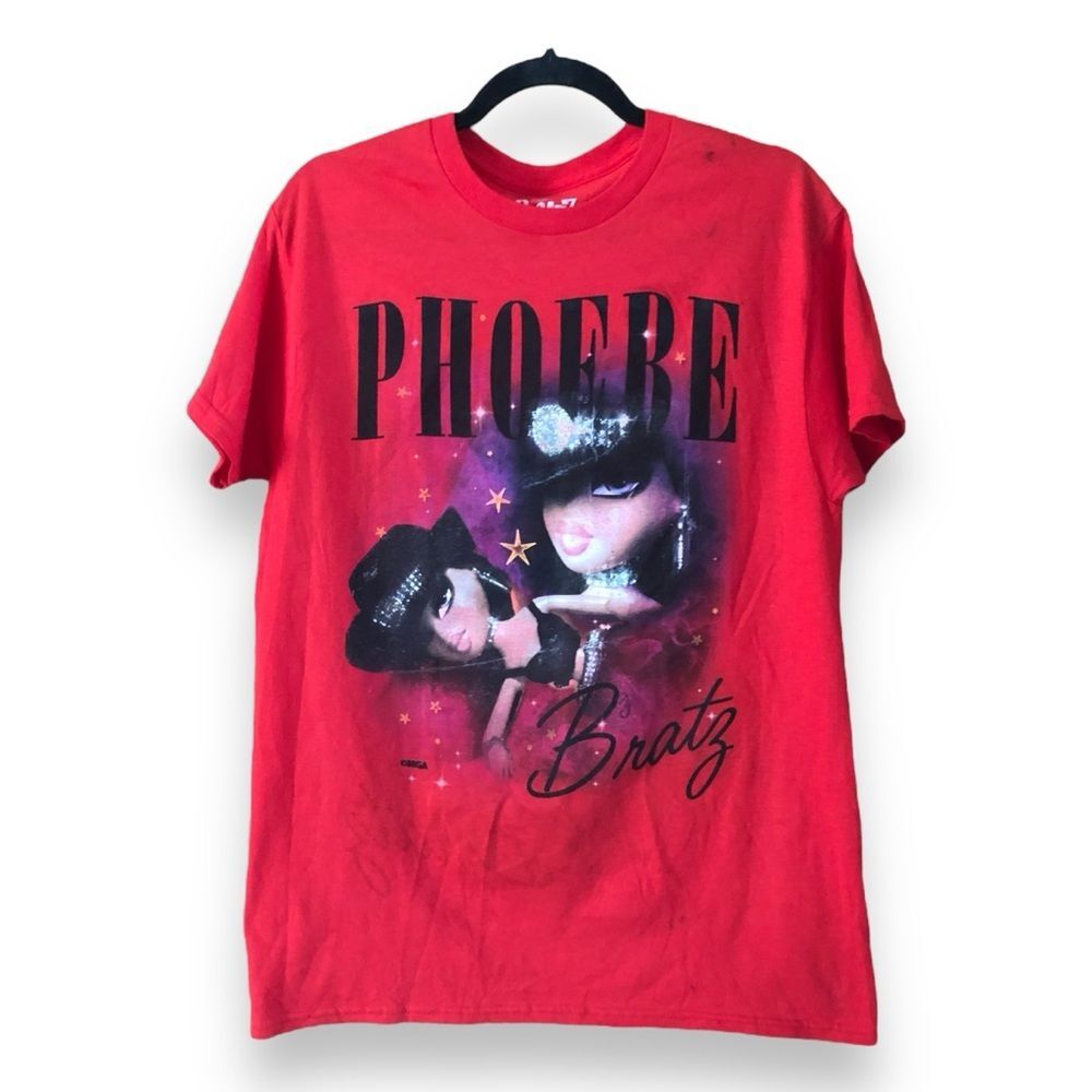 Bratz Phoebe Rapper Style T-Shirt Red NWOT Flawed Double Printed Size Medium